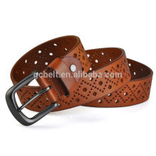 Cinturón de cuero genuino para el hombre y la mujer con tan col de 38 mm de ancho de diseño recorte